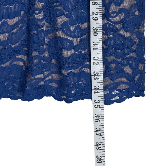 Cache Blue Lace Peplum Cocktail Dress Size 2 - Picture 6 of 7